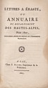 annuaire du département des Hautes-Alpes pour 1807, Hory et Michel : titre