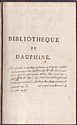 Bibliothèque du Dauphiné : faux titre