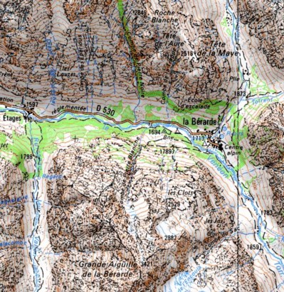 Carte topographique du massif du Mont-Pelvoux