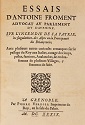 Essais d'Antoine Froment, avocat au Parlement du Dauphiné, Aristide Albert : titre