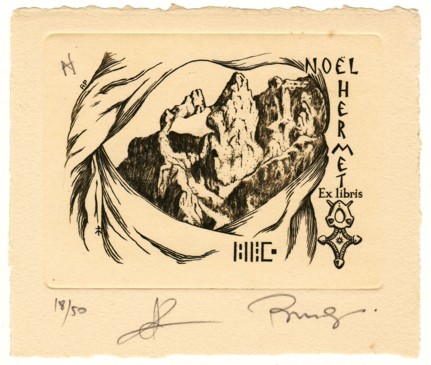 Noël Hermet : ex-libris (La Meije)