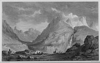 Illustrations of the Passes of the Alps, Brockedon : vue depuis l'ancienne route du Lautaret