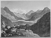 Illustrations of the Passes of the Alps, Brockedon : Mont-Dauphin et le massif du Pelvoux, depuis le col de Vars