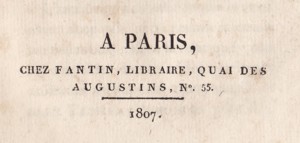 Adresse de Louis Fantin en 1807