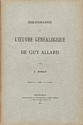Oeuvre généalogiques de Guy Allard : couverture