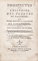 Prospectus Histoire des plantes de Dauphiné : titre
